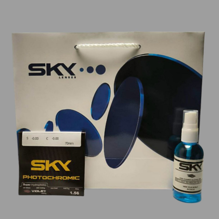 عدسی فتوکرومیک دودی آنتی رفکس بنفش (Photochromic Violet) 1.56 برند SKY