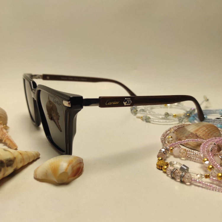 عینک آفتابی دسته چوب CARTIER مردانه کد 2523
