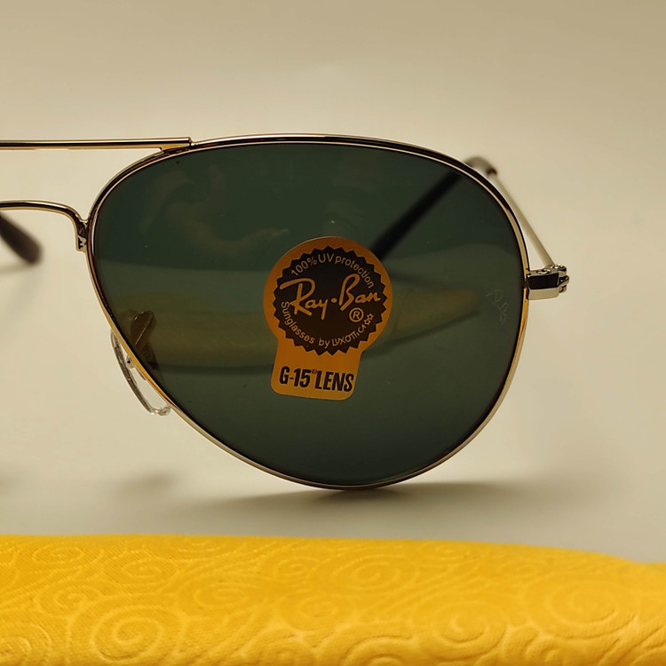عینک مردانه فلزی ریبن شیشه ای خلبانی RAY BAN کد 3024